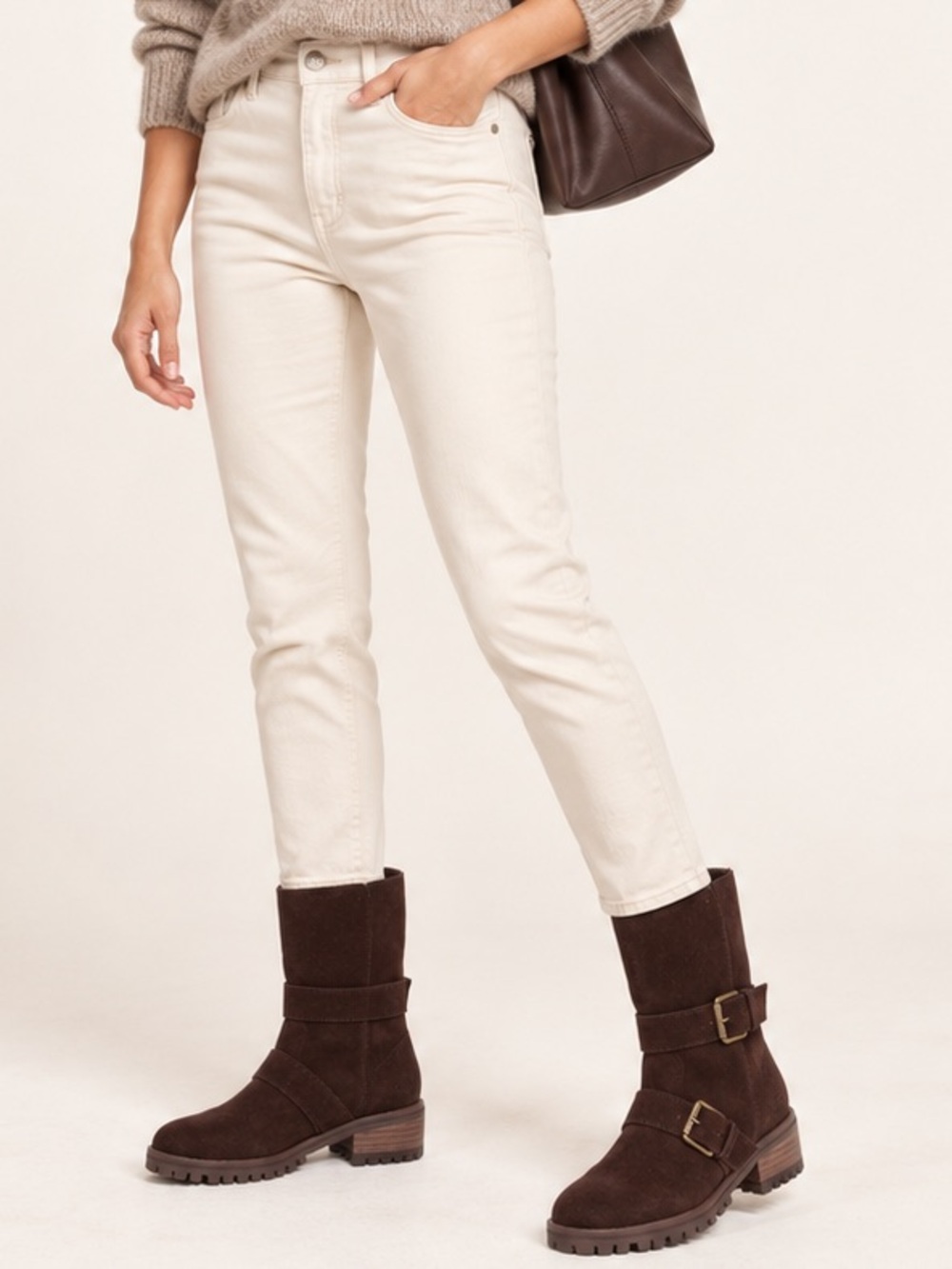 Splendid Women's Suede Moto Inspired Lug Boot with Fold Over Detail Moto